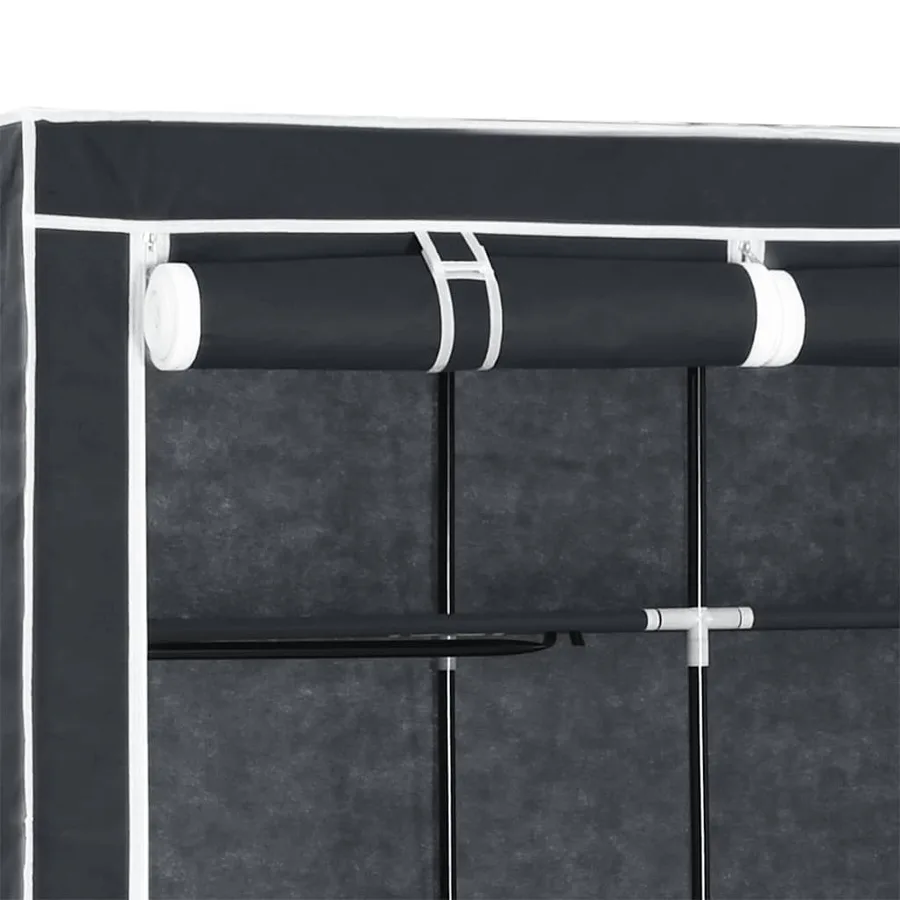 Armoire avec compartiments et barres Noir 150x45x175 cm Tissu - 9
