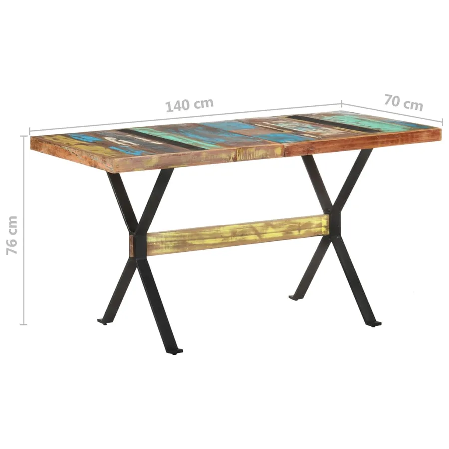 Table à manger 140x70x76 cm Bois de récupération massif - 7