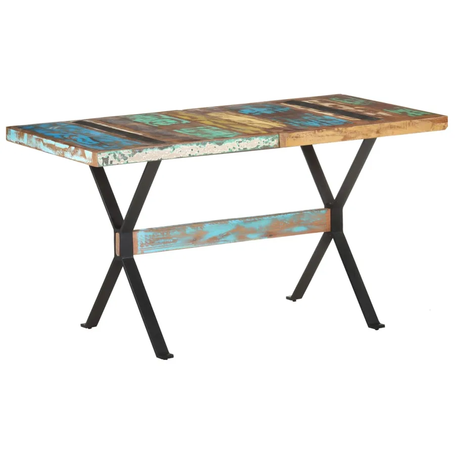 Table à manger 140x70x76 cm Bois de récupération massif - 9