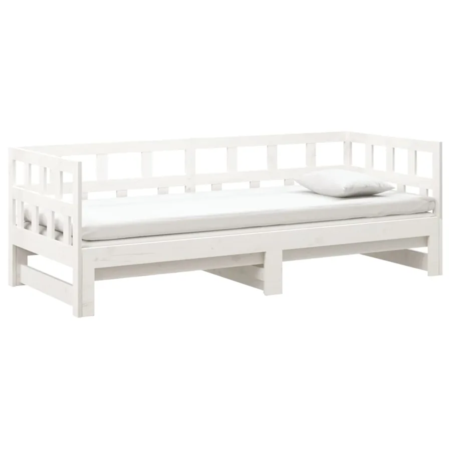 Lit coulissant sans matelas blanc 2x(90x200) cm - 7