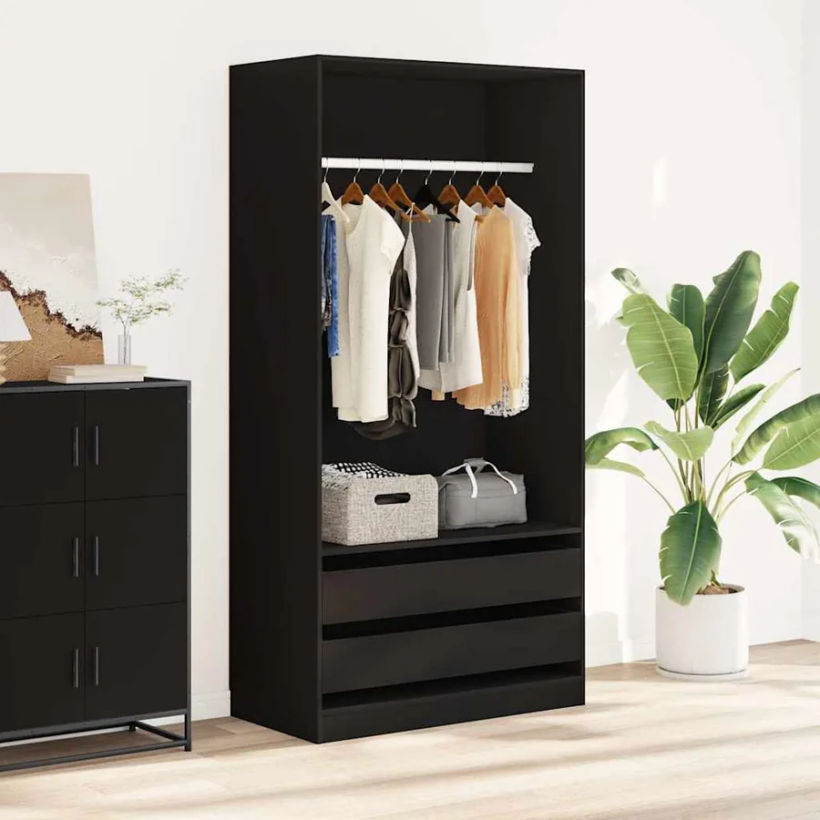 Garde-robe Noir 100x50x200 cm Bois d'ingénierie