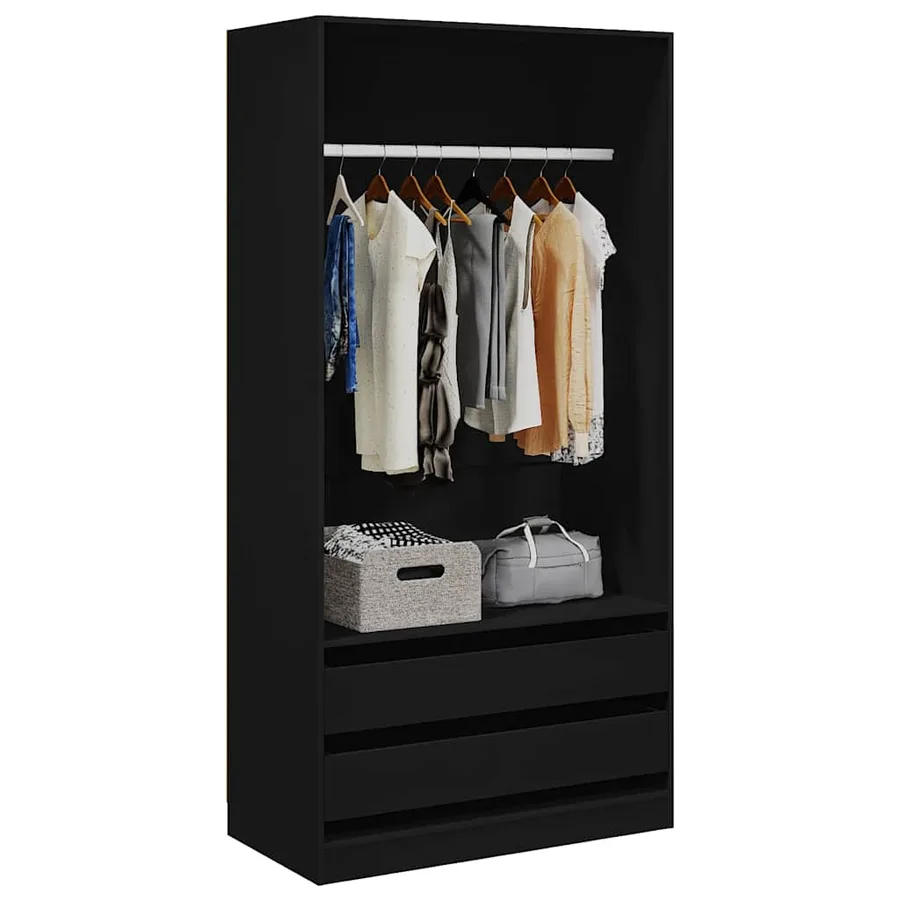 Garde-robe Noir 100x50x200 cm Bois d'ingénierie - 3