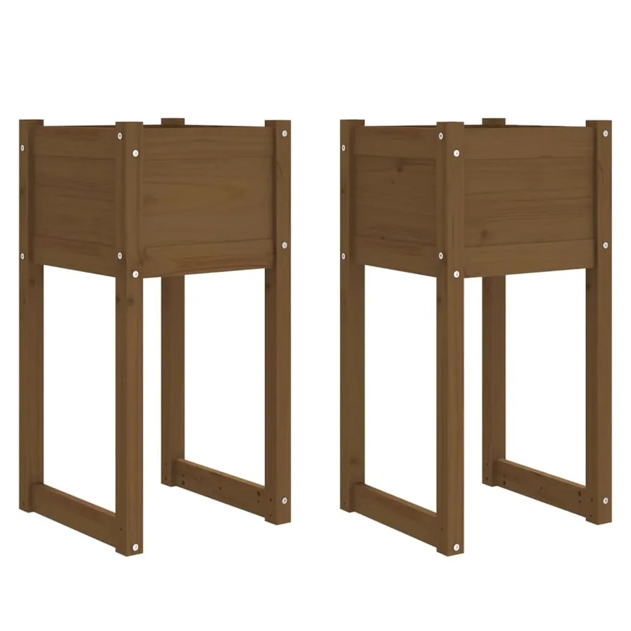 Jardinières 2 pcs Marron miel 40x40x81 cm Bois massif de pin - 2