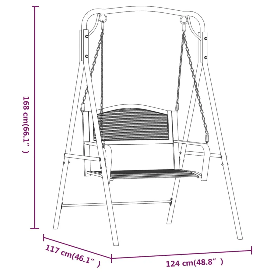 Balancelle 124 cm Noir Acier - 8