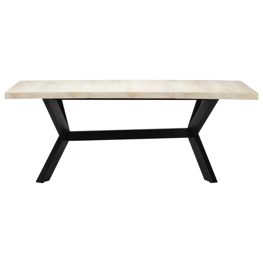 Table de salle à manger Blanc 200x100x75cm Bois manguier massif - 2
