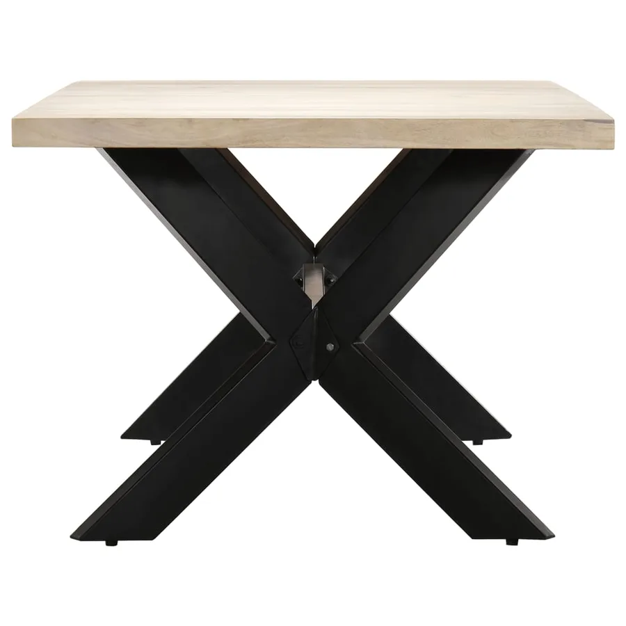 Table de salle à manger Blanc 200x100x75cm Bois manguier massif - 3