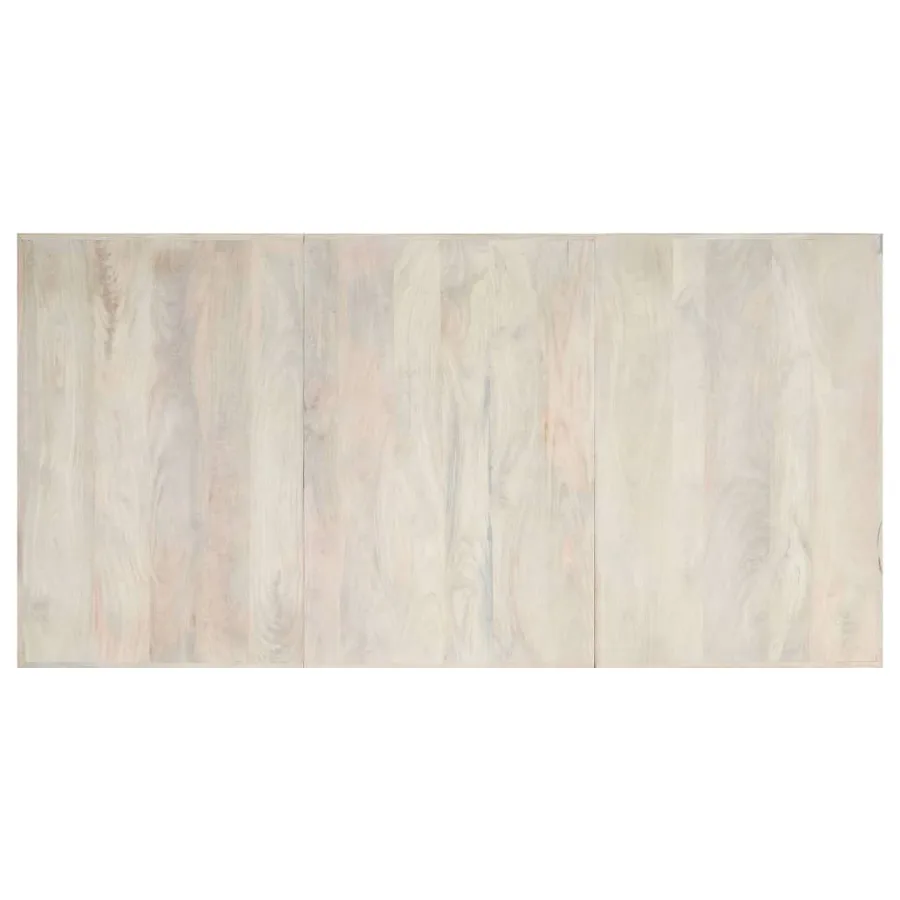 Table de salle à manger Blanc 200x100x75cm Bois manguier massif - 4