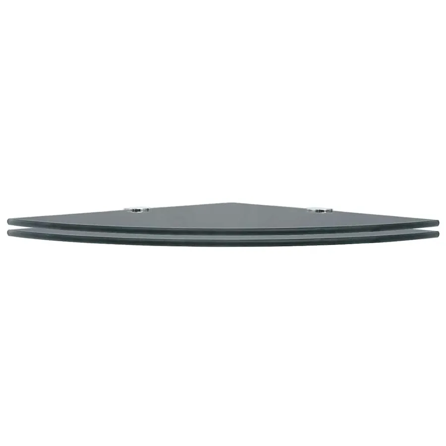 Étagères d'angle 2 pcs et supports chromés Verre Noir 25x25 cm - 2