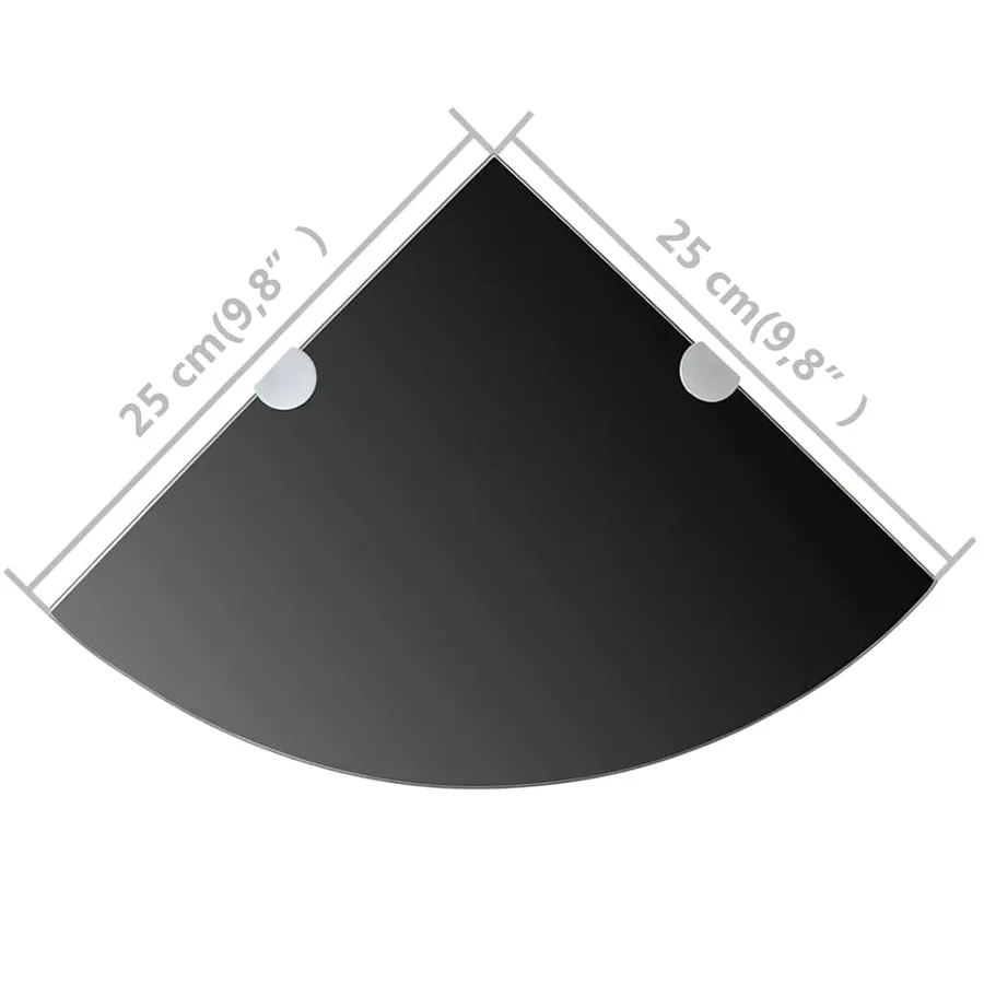 Étagères d'angle 2 pcs et supports chromés Verre Noir 25x25 cm - 7