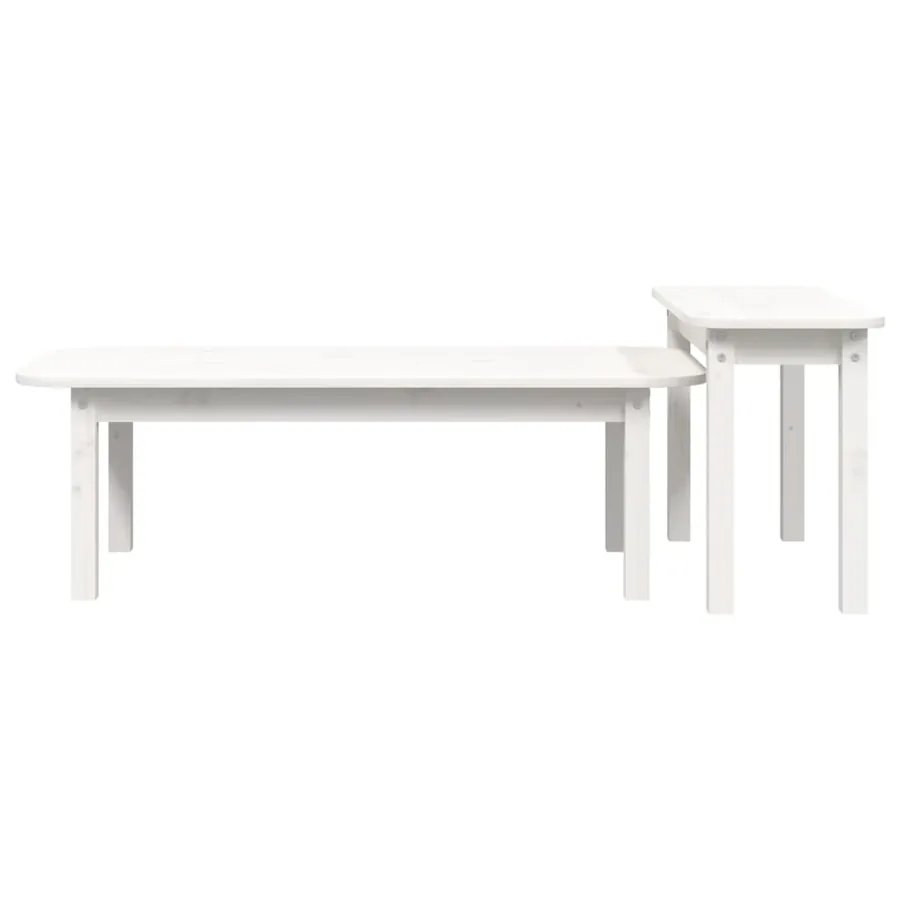 Ensemble de tables basses 2 pcs Blanc Bois massif de pin - 6