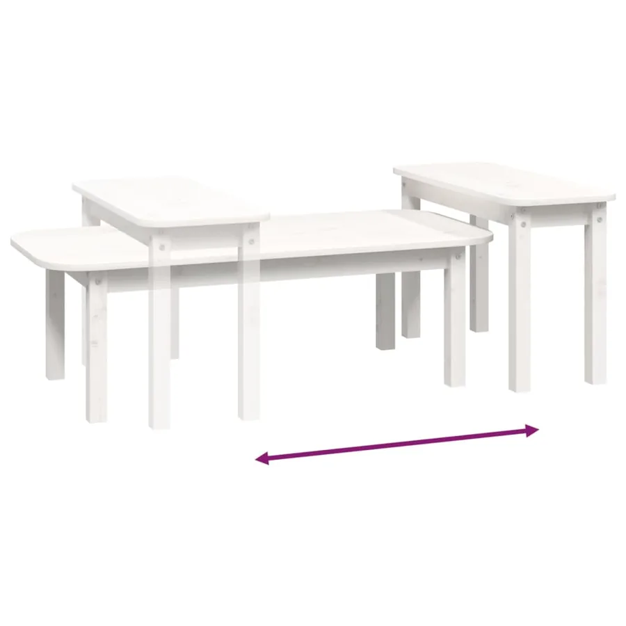 Ensemble de tables basses 2 pcs Blanc Bois massif de pin - 8