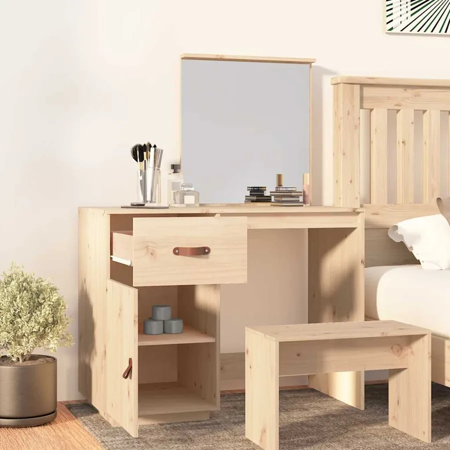 Coiffeuse 95x50x134 cm Bois de pin massif - 3