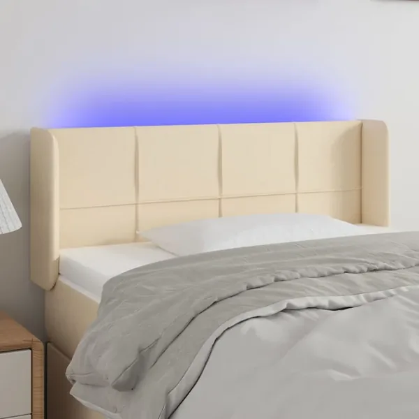 Tête de lit à LED Crème 93x16x78/88 cm Tissu