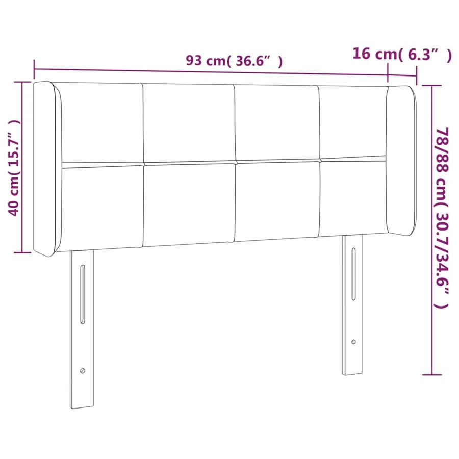Tête de lit à LED Crème 93x16x78/88 cm Tissu - 6
