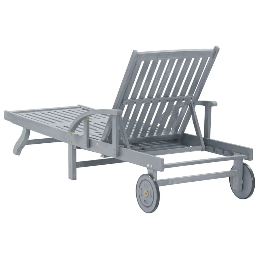 Chaise longue de jardin avec coussin Bois d'acacia solide - 6