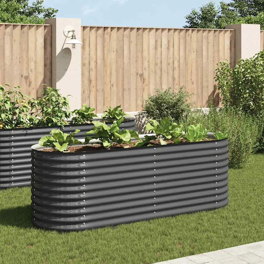 Lit surélevé de jardin 240x80x81 cm Acier galvanisé Gris