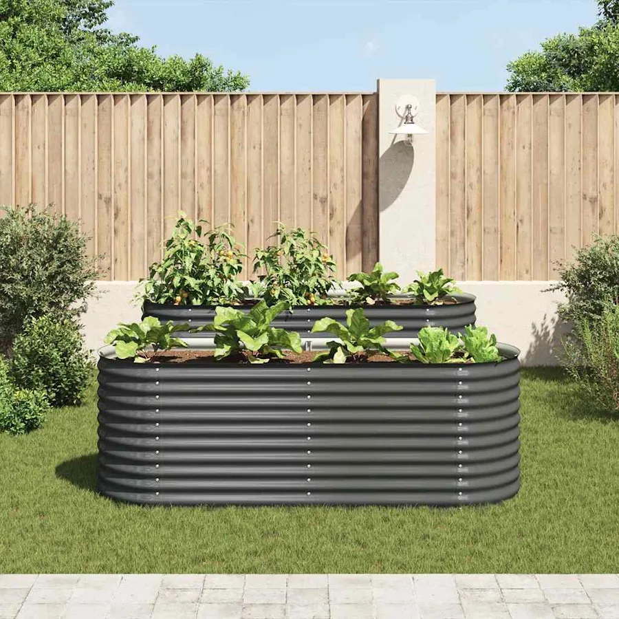 Lit surélevé de jardin 240x80x81 cm Acier galvanisé Gris - 3