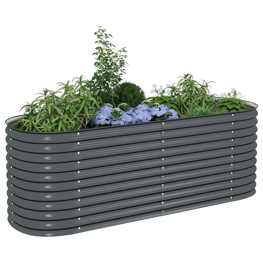 Lit surélevé de jardin 240x80x81 cm Acier galvanisé Gris - 4