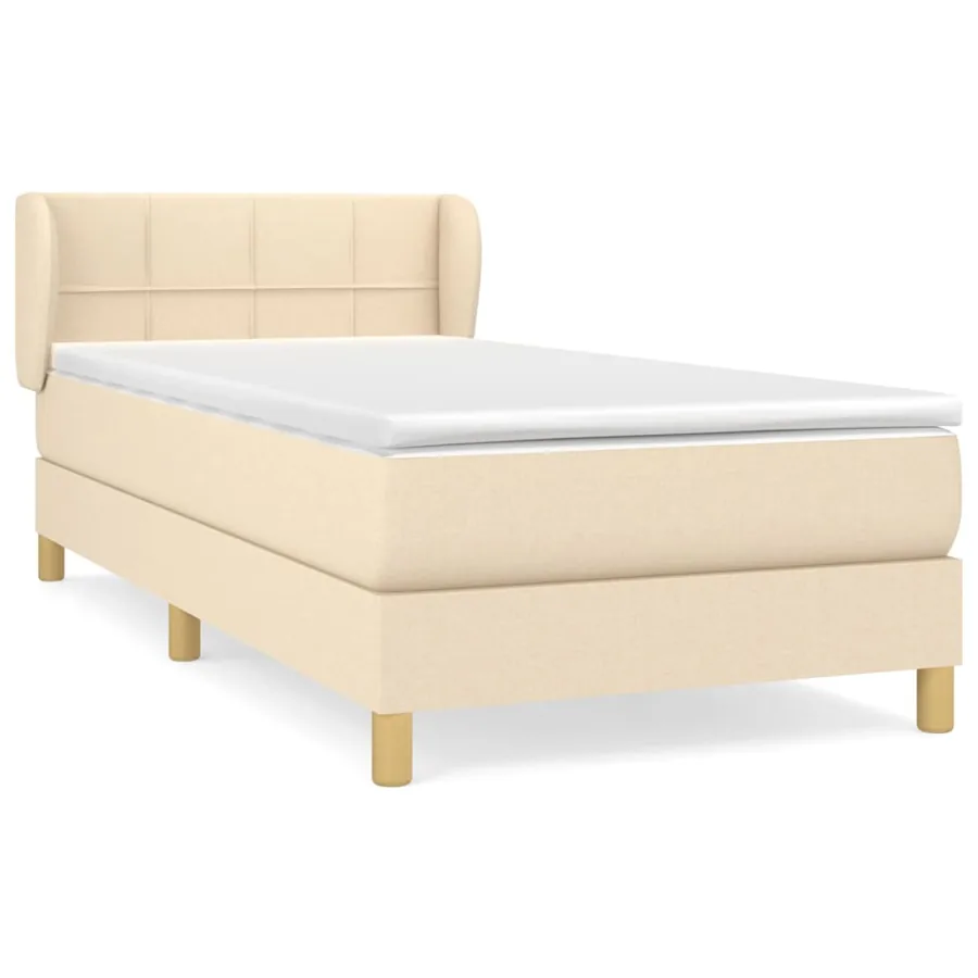 Sommier à lattes de lit avec matelas Crème 90x200 cm Tissu - 2