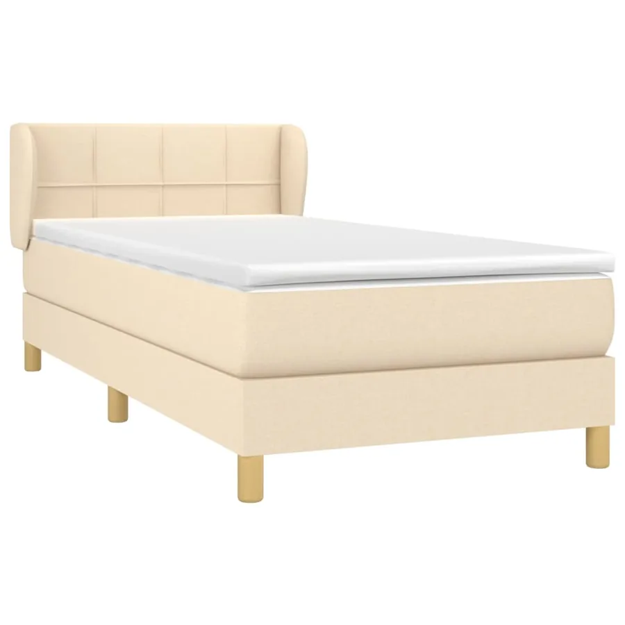 Sommier à lattes de lit avec matelas Crème 90x200 cm Tissu - 3