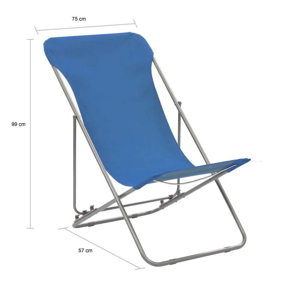 Chaises de plage pliables lot de 2 Acier et tissu oxford Bleu - 10