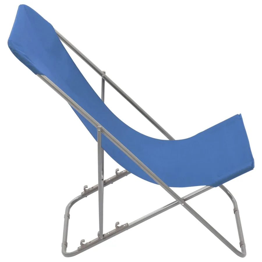 Chaises de plage pliables lot de 2 Acier et tissu oxford Bleu - 4