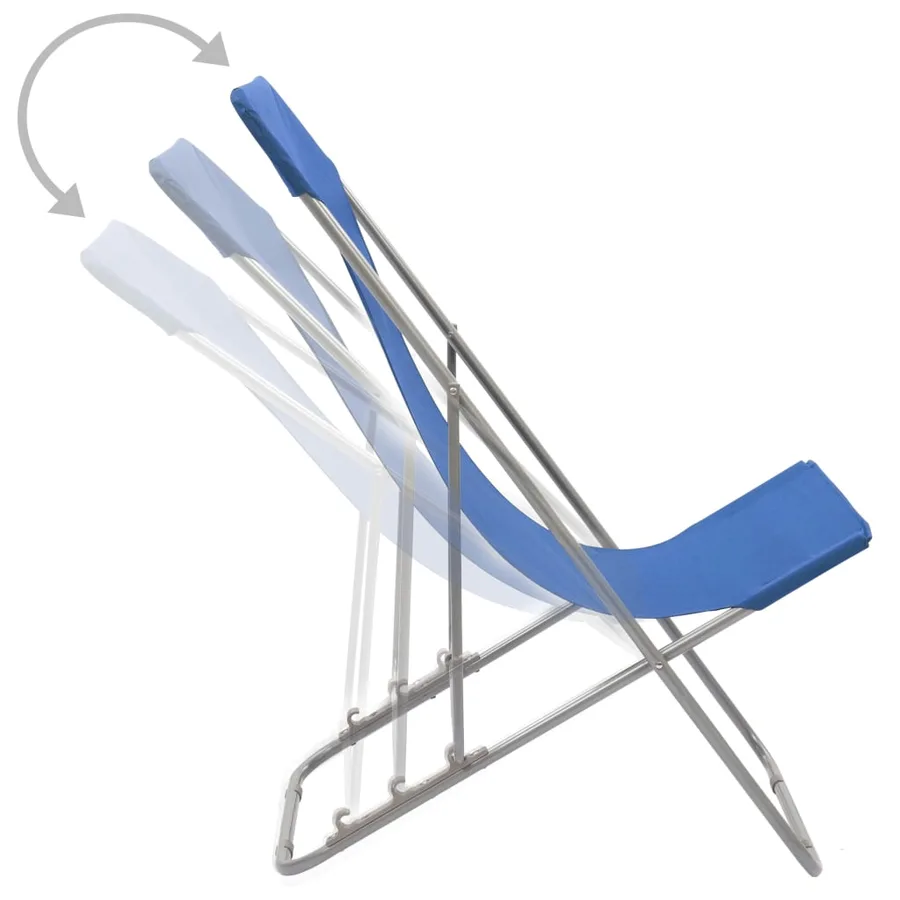 Chaises de plage pliables lot de 2 Acier et tissu oxford Bleu - 5