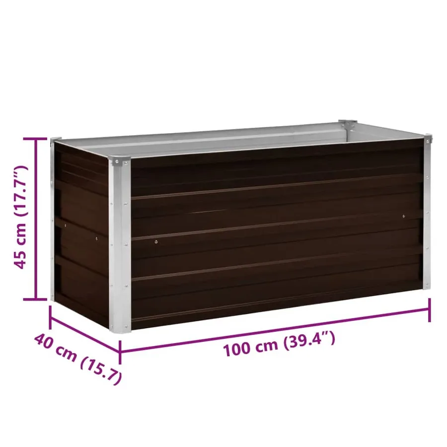 Lit surélevé de jardin Marron 100x40x45 cm Acier galvanisé - 8