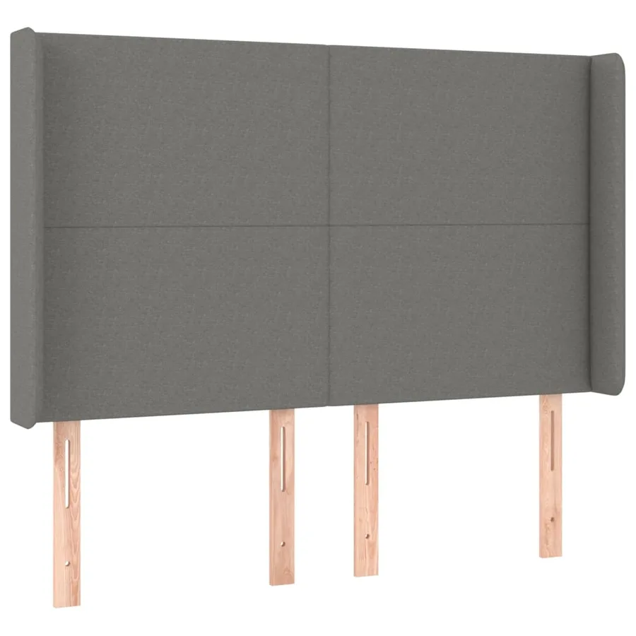 Tête de lit avec oreilles Gris foncé 147x16x118/128 cm Tissu - 2