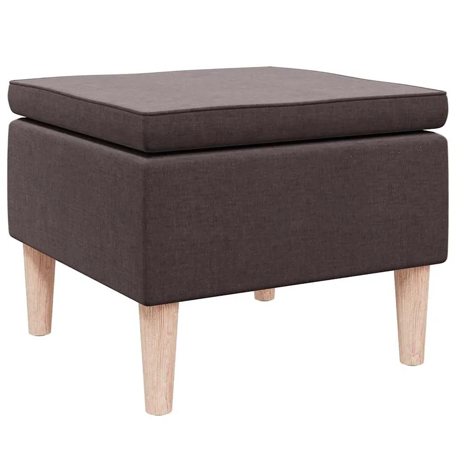 Tabouret avec pieds en bois Marron foncé Tissu - 2