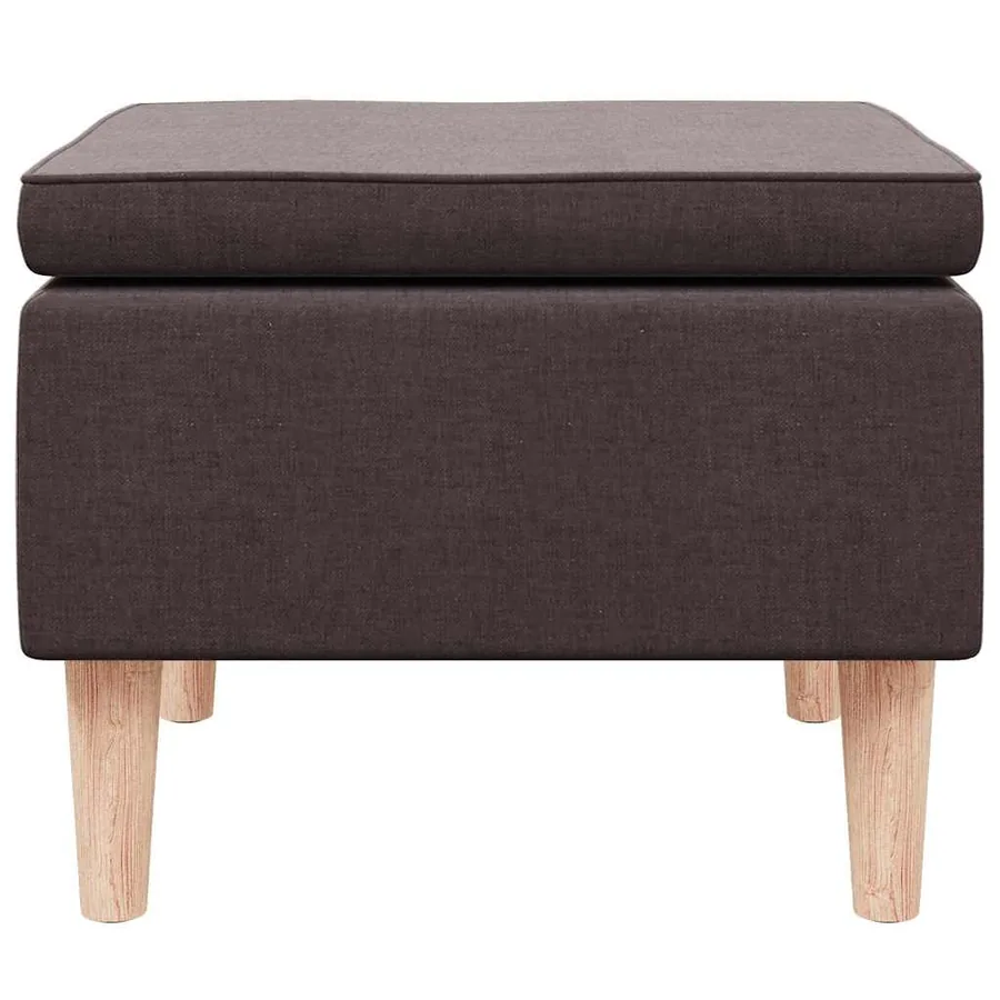 Tabouret avec pieds en bois Marron foncé Tissu - 3
