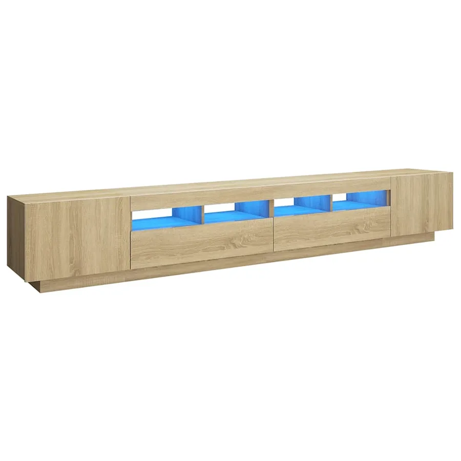Meuble TV avec lumières LED Chêne sonoma 260x35x40 cm - 2