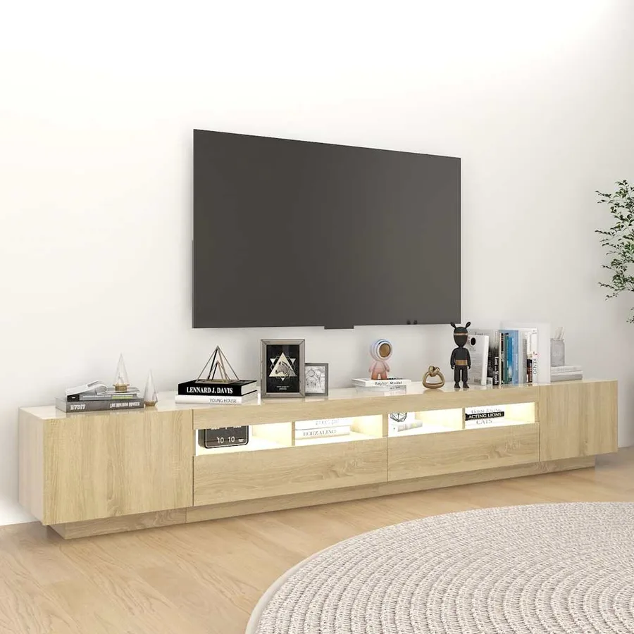 Meuble TV avec lumières LED Chêne sonoma 260x35x40 cm - 3