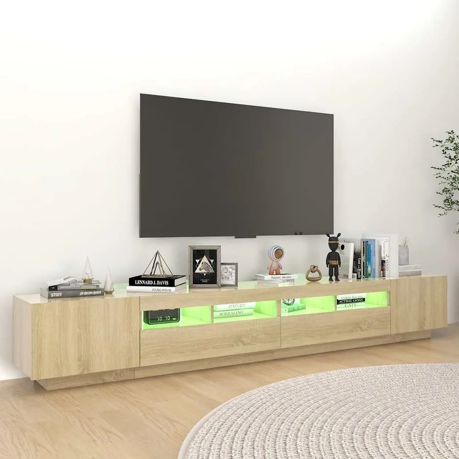 Meuble TV avec lumières LED Chêne sonoma 260x35x40 cm - 5