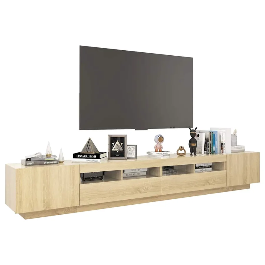 Meuble TV avec lumières LED Chêne sonoma 260x35x40 cm - 6
