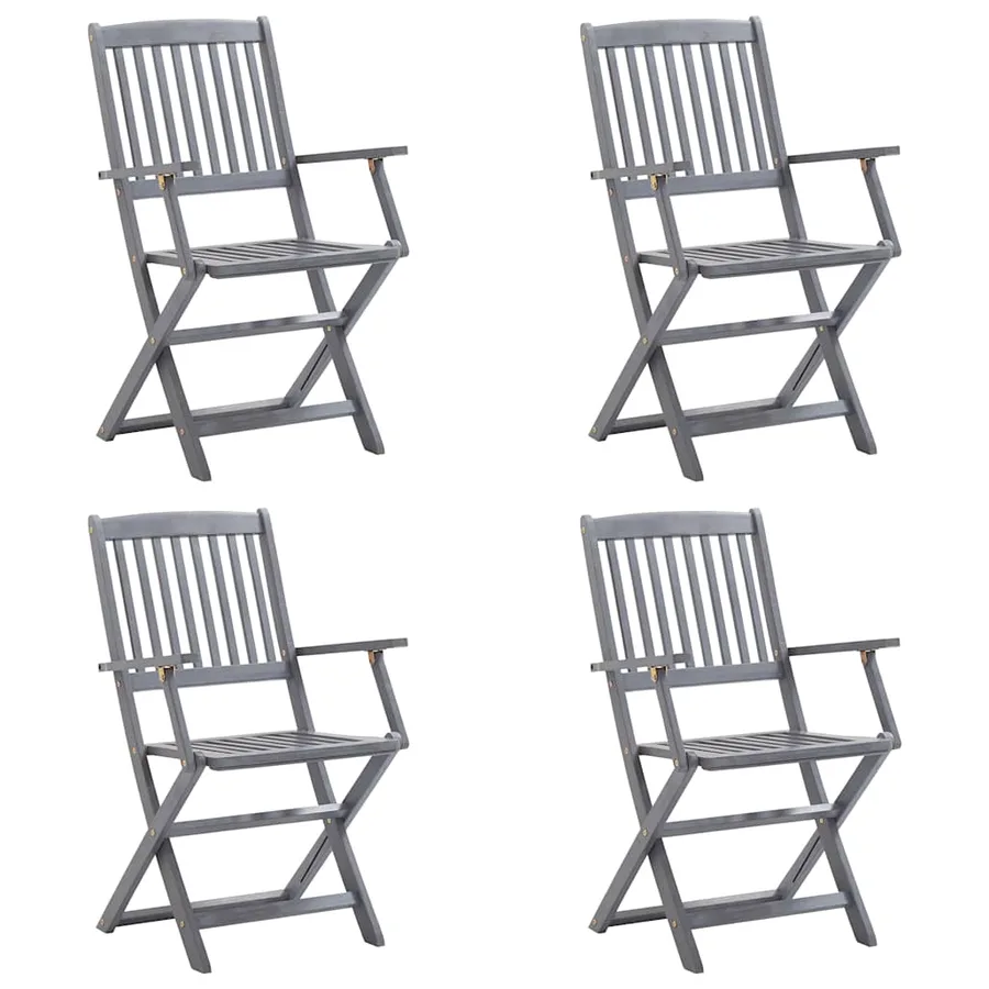 Chaises pliables d'extérieur lot de 4 et coussins Bois d'acacia - 2
