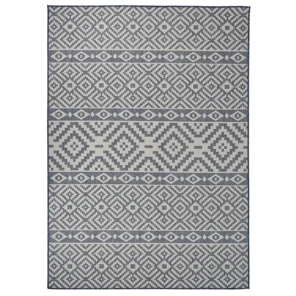 Tapis à tissage plat d'extérieur 120x170 cm Rayures bleues