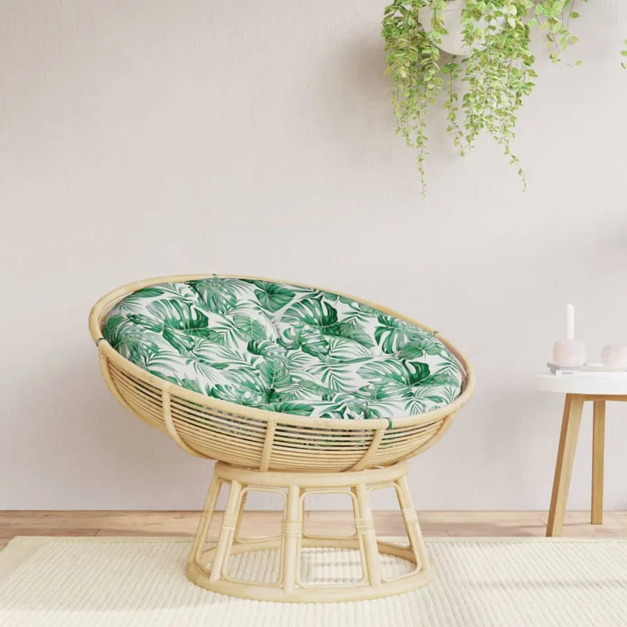 Coussin rond à motif de feuilles Ø 100 x11 cm tissu oxford