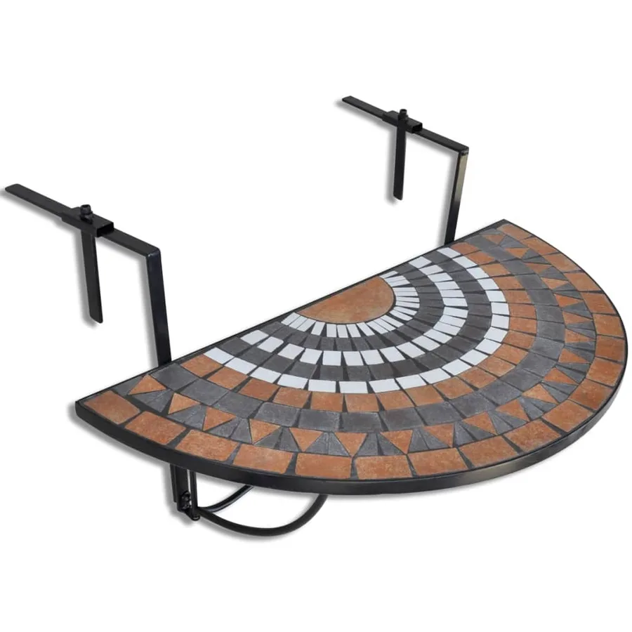 Table suspendue de balcon Terre cuite et blanc Mosaïque - 2