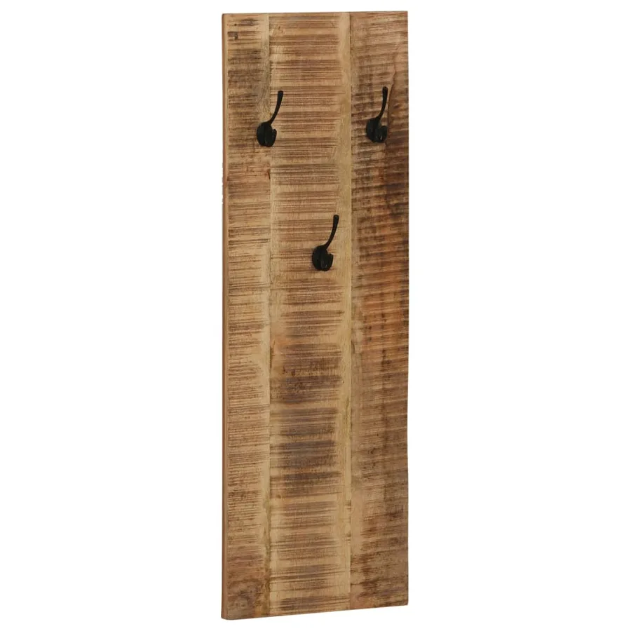 Porte-manteau mural 2 pcs Bois de manguier massif 36x110x3 cm - 9