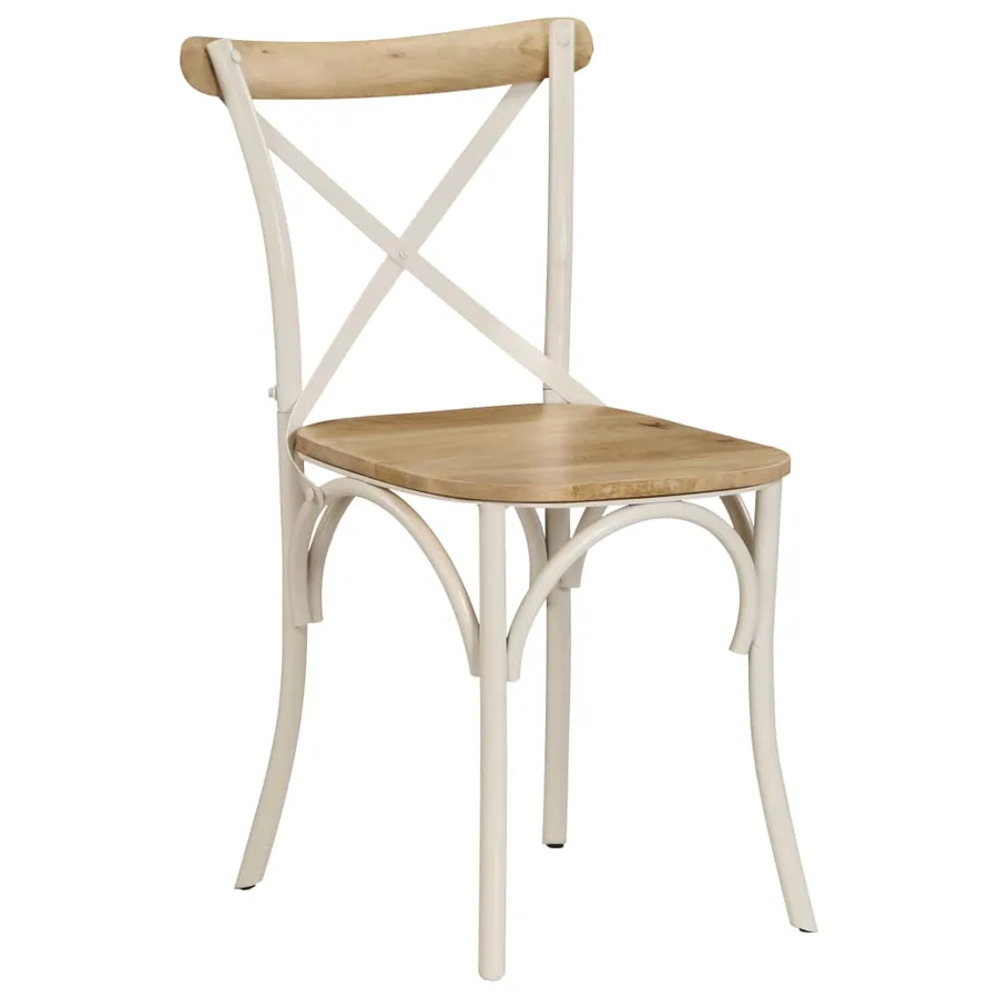 Chaises à dossier croisé lot de 6 blanc bois de manguier massif - 15