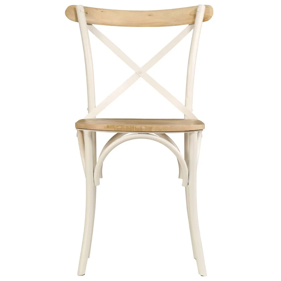 Chaises à dossier croisé lot de 6 blanc bois de manguier massif - 4