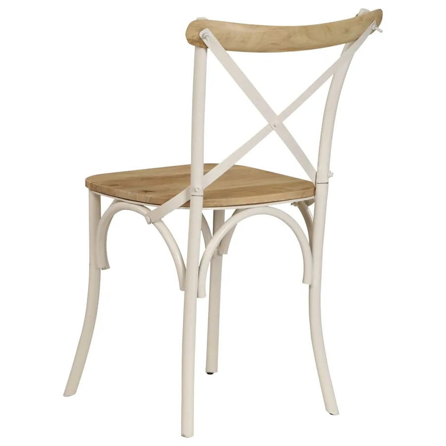 Chaises à dossier croisé lot de 6 blanc bois de manguier massif - 5