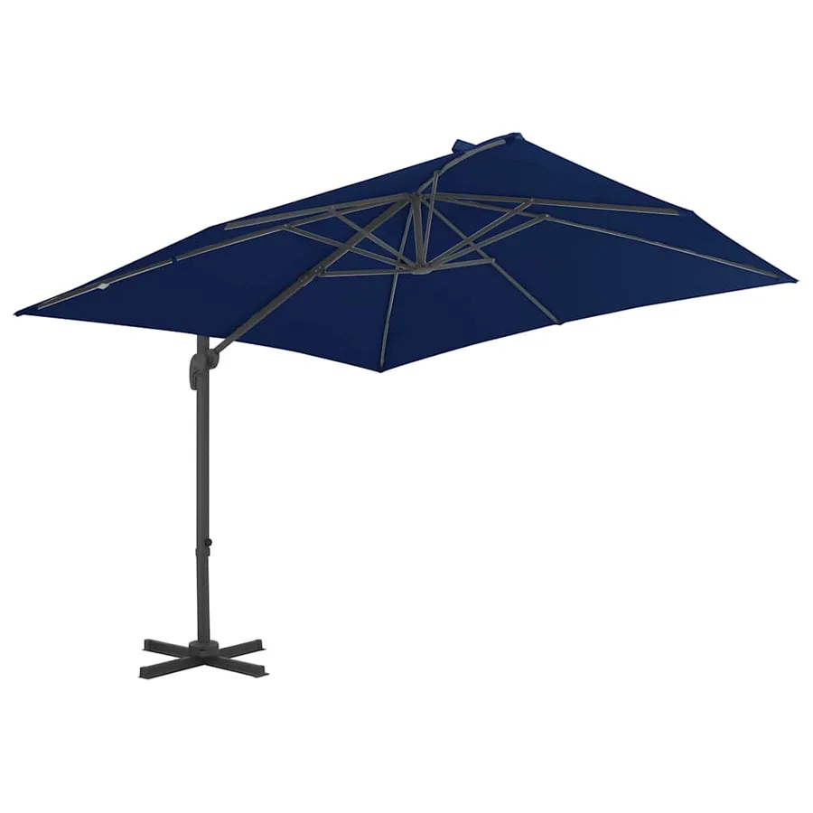 Parasol de jardin en porte-à-faux et mât en aluminium bleu azur - 2