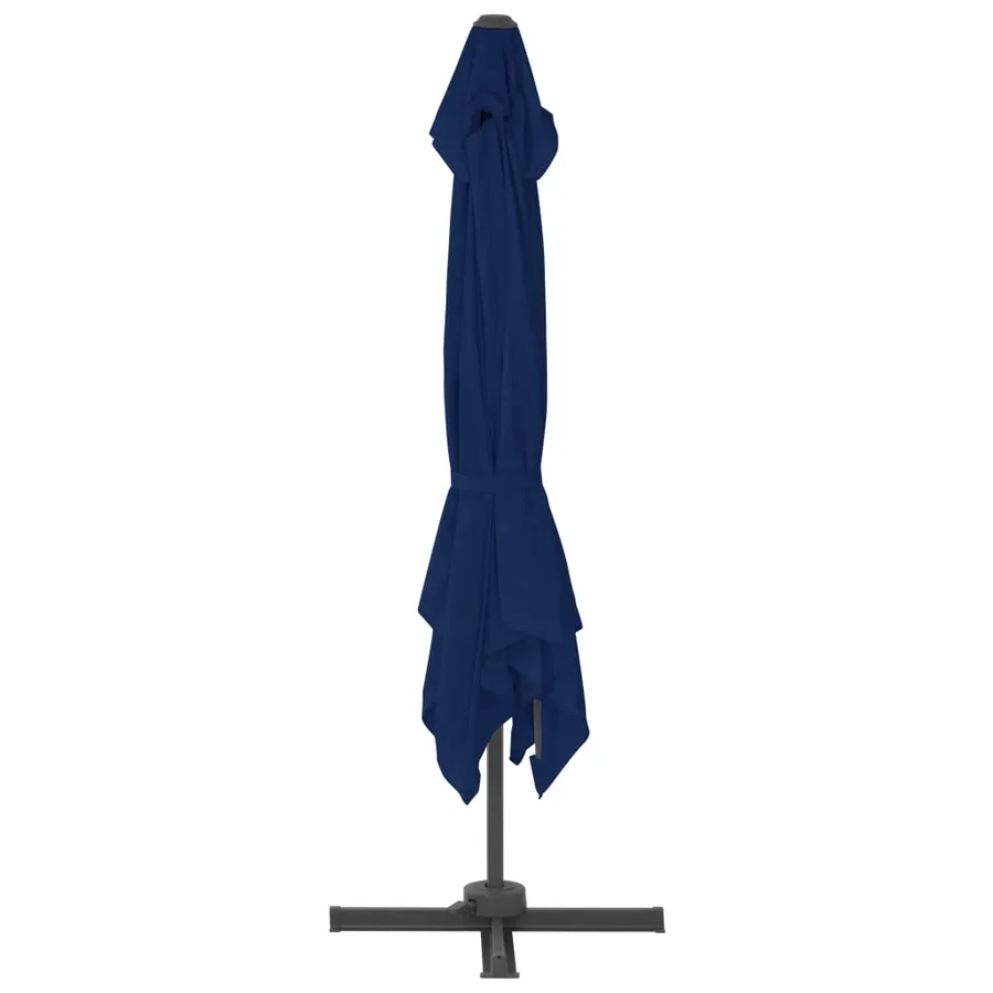 Parasol de jardin en porte-à-faux et mât en aluminium bleu azur - 5
