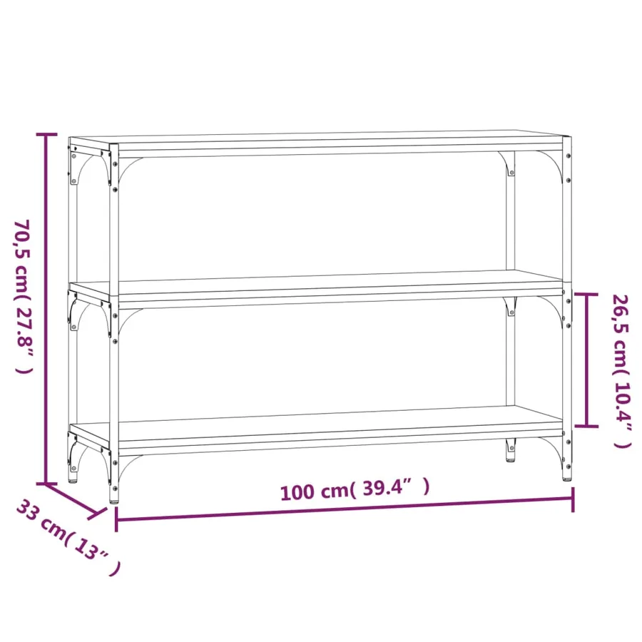 Bibliothèque Chêne fumé 100x33x70,5 cm Bois d'ingénierie acier - 9
