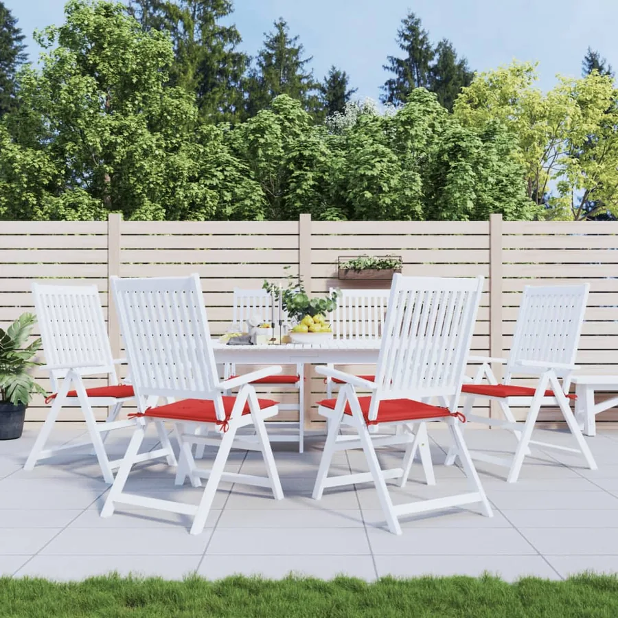 Coussins de chaise jardin lot de 6 rouge 50x50x4cm tissu oxford