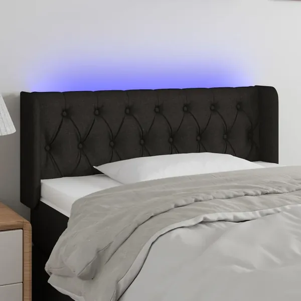Tête de lit à LED Noir 93x16x78/88 cm Tissu