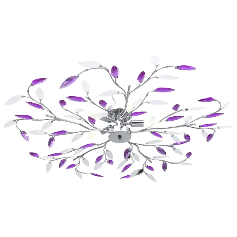 Plafonnier à bras feuille en cristal acrylique 5 ampoules E14 - 2