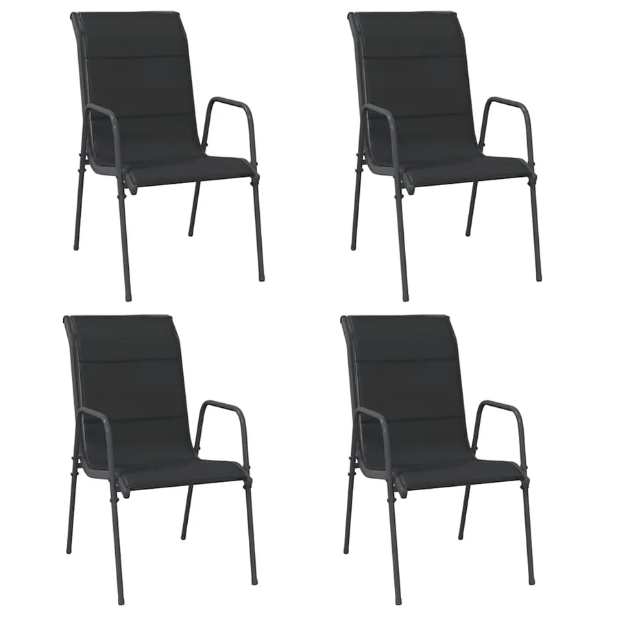 Chaises de jardin 4 pcs Acier et textilène Noir - 2